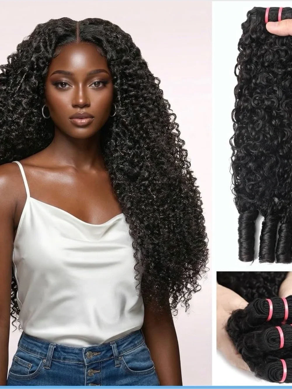 Natural Deep Black Curly Clip-In Hair Extensions - Women Hair